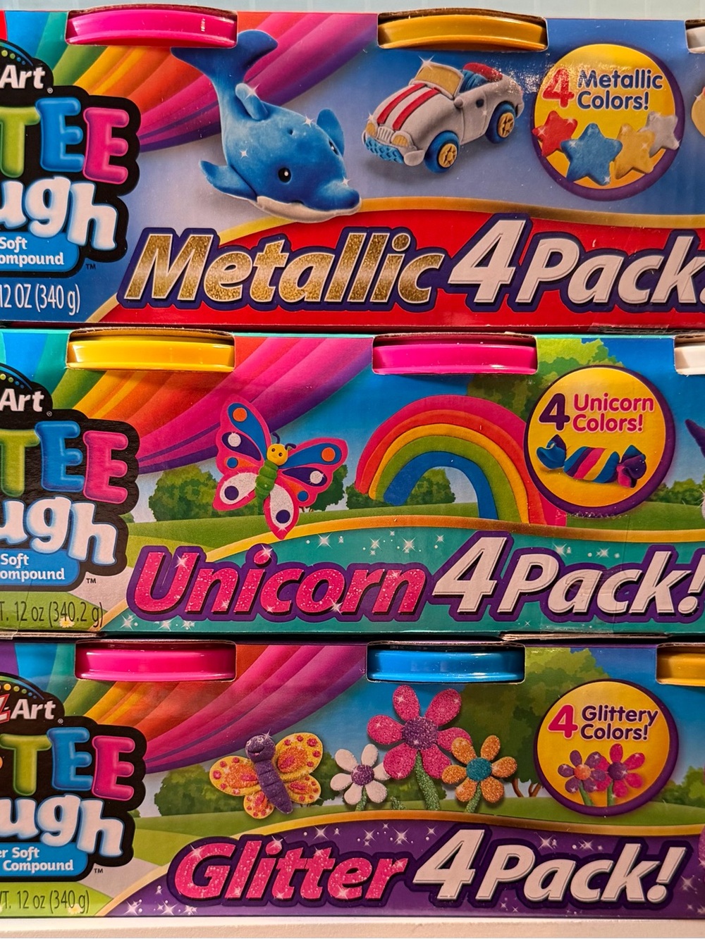 Creativity Street Metallic, Unicorn & Glitter 4-Pack Modeling Dough – Multicolor